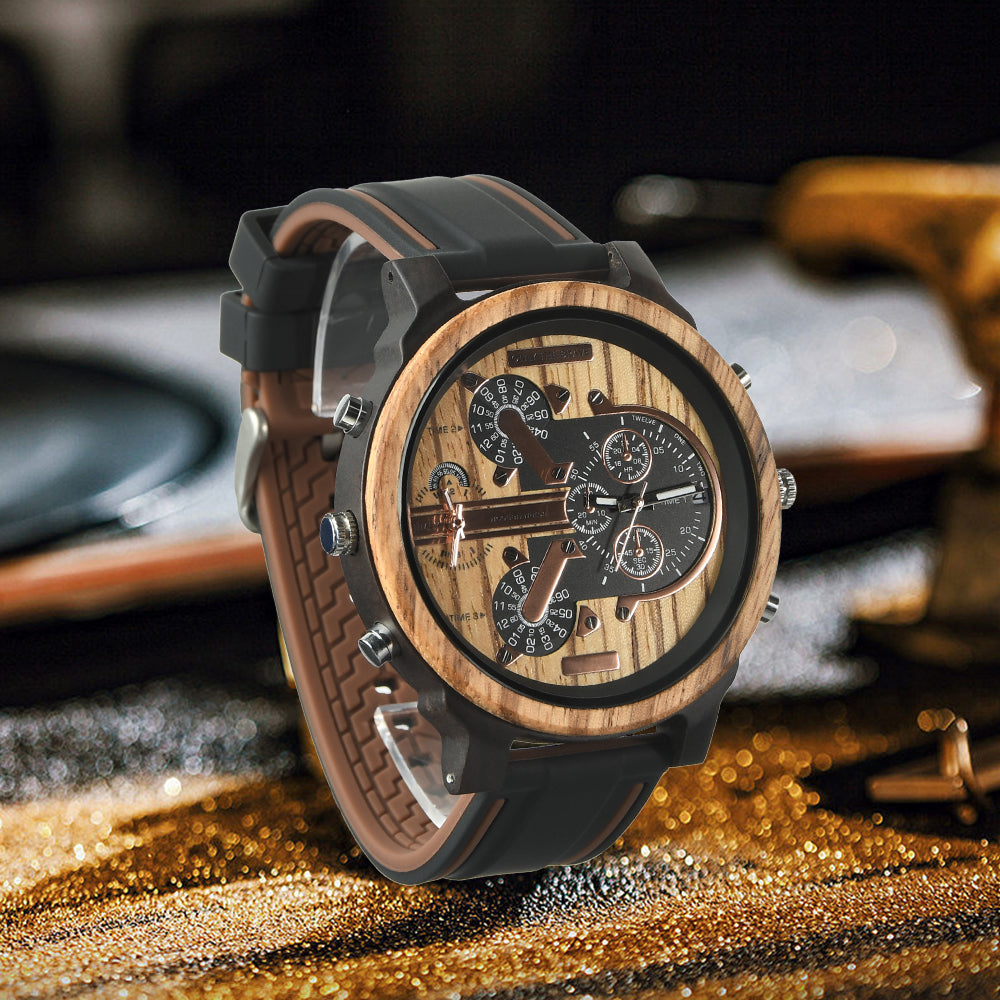 Hot selling men's giant watches trend multi-functional beautiful big dial wooden watch-BUNNYKACHU