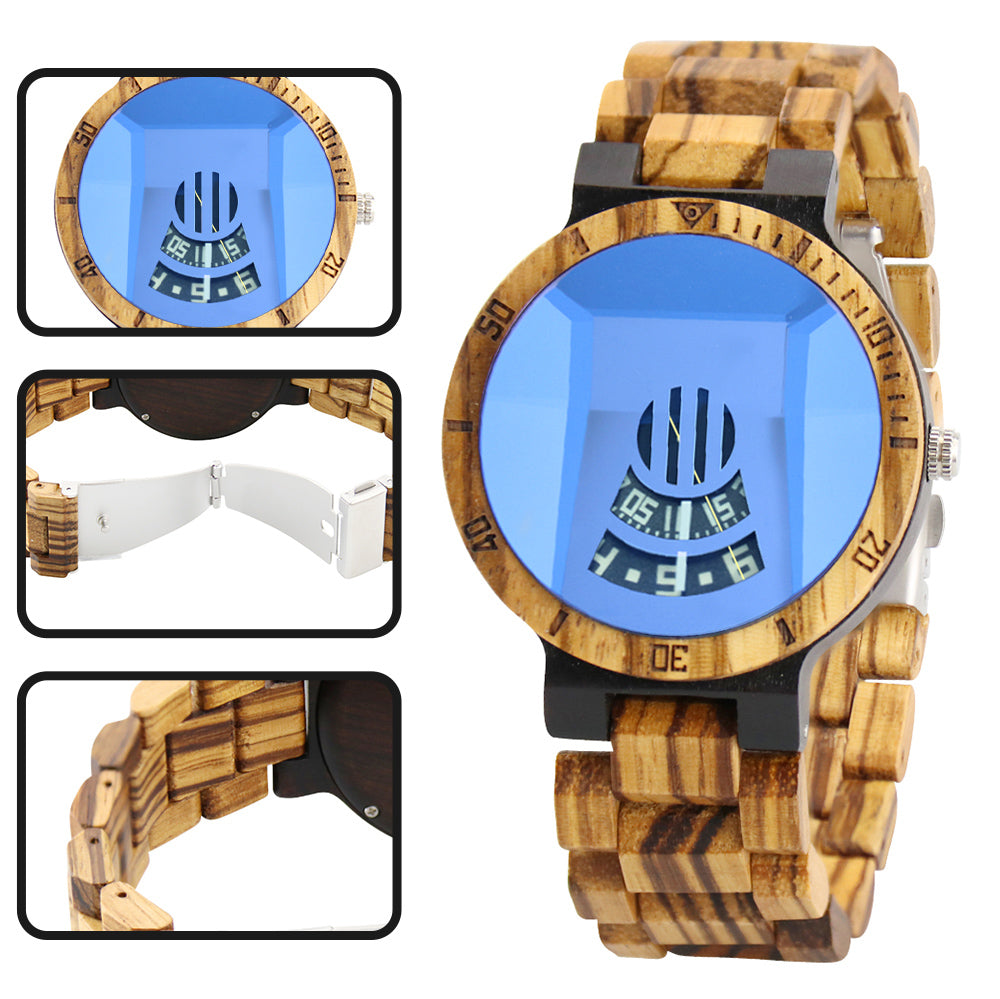 New concept men's hands-free quartz wooden men bracelet watch-BUNNYKACHU