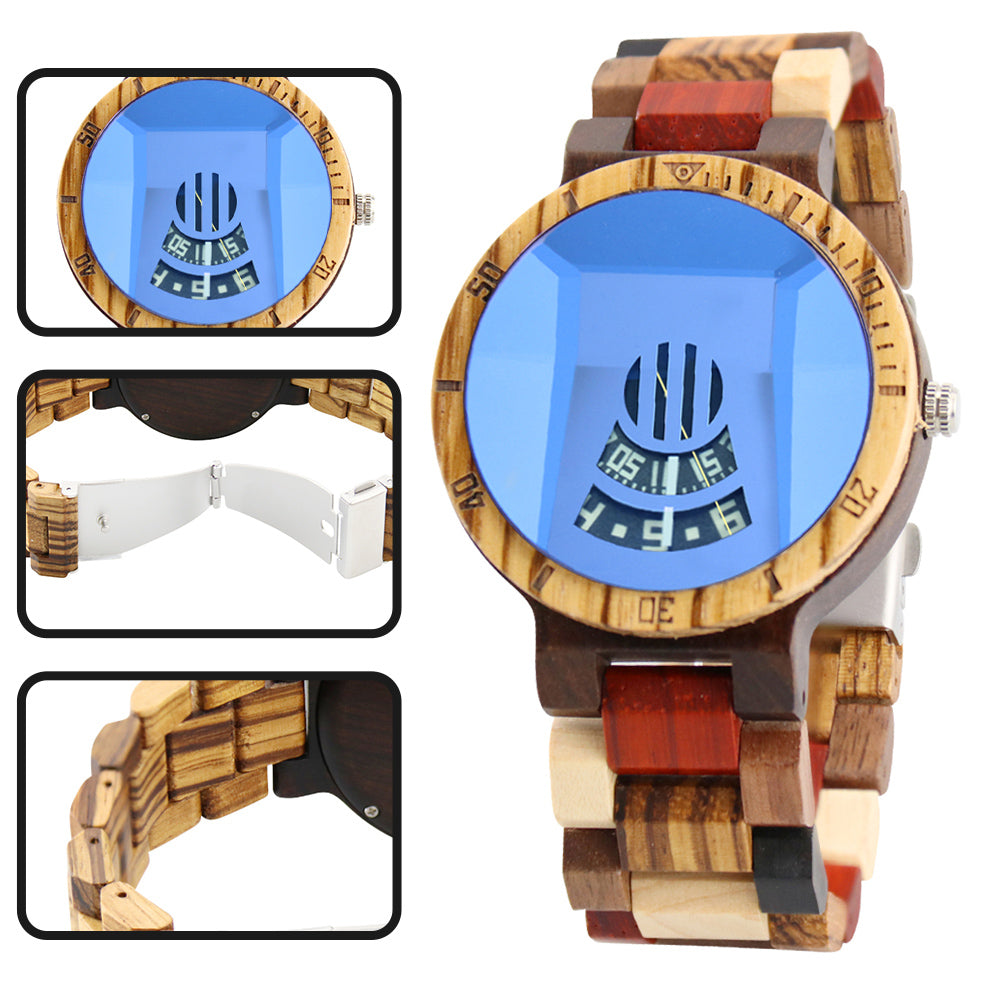 New concept men's hands-free quartz wooden men bracelet watch-BUNNYKACHU