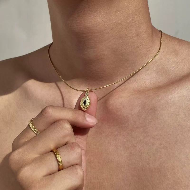 925 Sterling Silver Blue Tear Devil Necklace