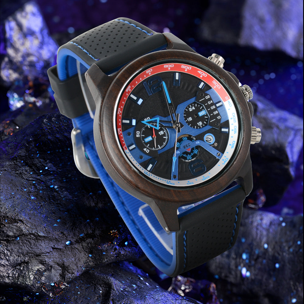 Klassiska herrklockor Pilotfunktion Luminous Quartz Watch Gift Ebony-BUNNYKACHU