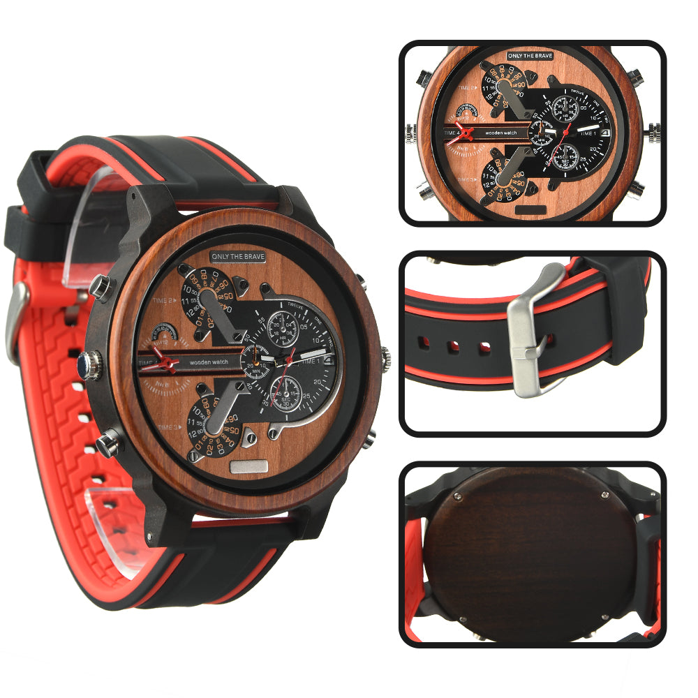 Hot selling men's giant watches trend multi-functional beautiful big dial wooden watch-BUNNYKACHU