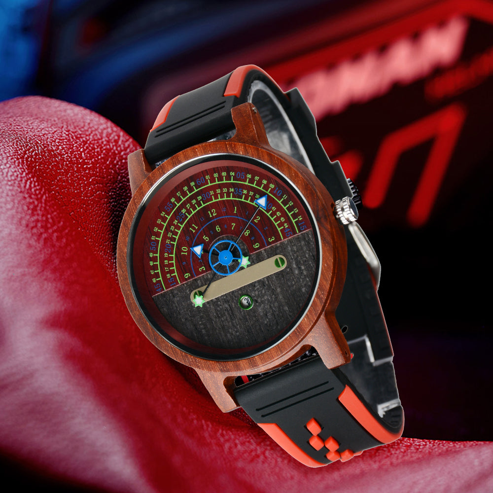 Fashion large dial quartz wood watch-BUNNYKACHU