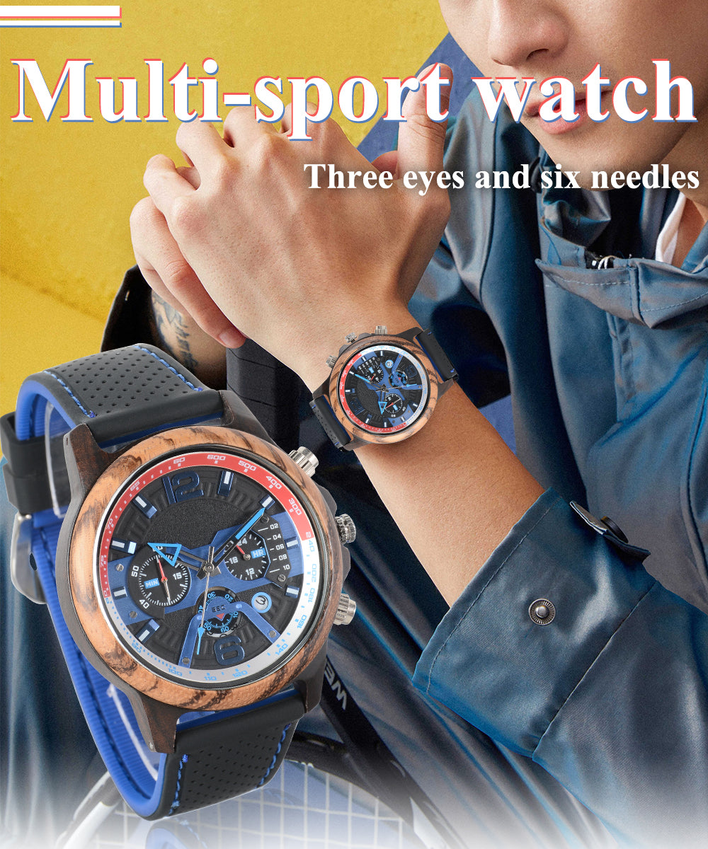 Klassiska herrklockor Pilotfunktion Luminous Quartz Watch Gift Ebony-BUNNYKACHU