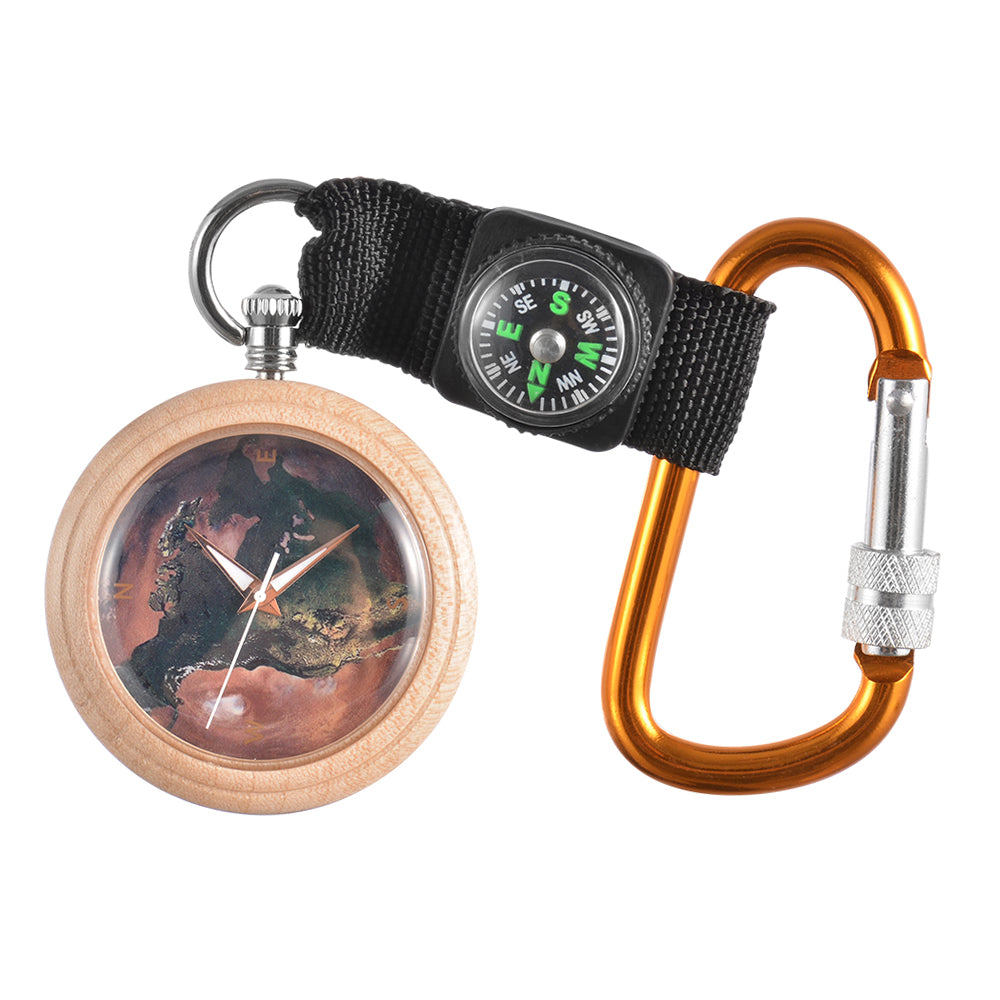 Pocket Watch Wooden with Bronze Pendant Chain Luminous Pointers Wood Pocket Watch-BUNNYKACHU