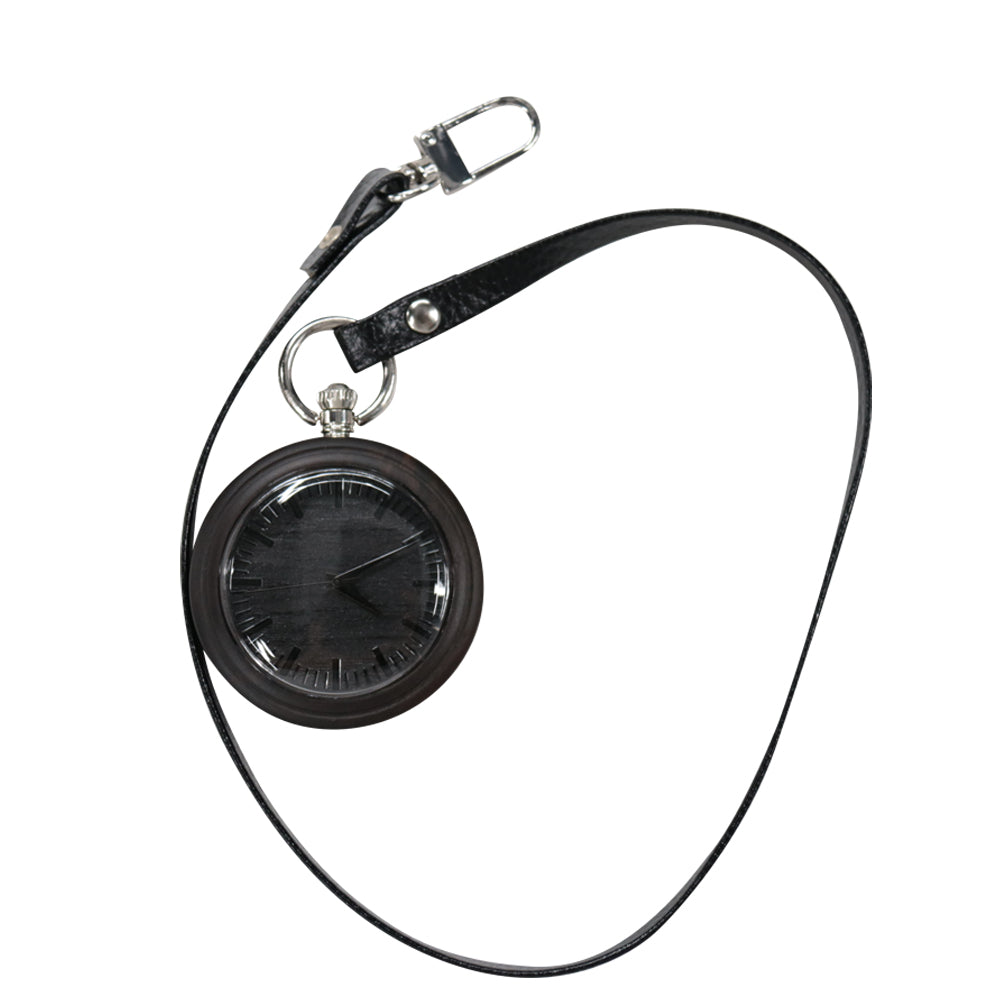 Vintage Pendant Clock Carved Pattern Analog Quartz Watches Reloj De Bolsillo Wood Pocket Watch With Fob Chain For Man-BUNNYKACHU