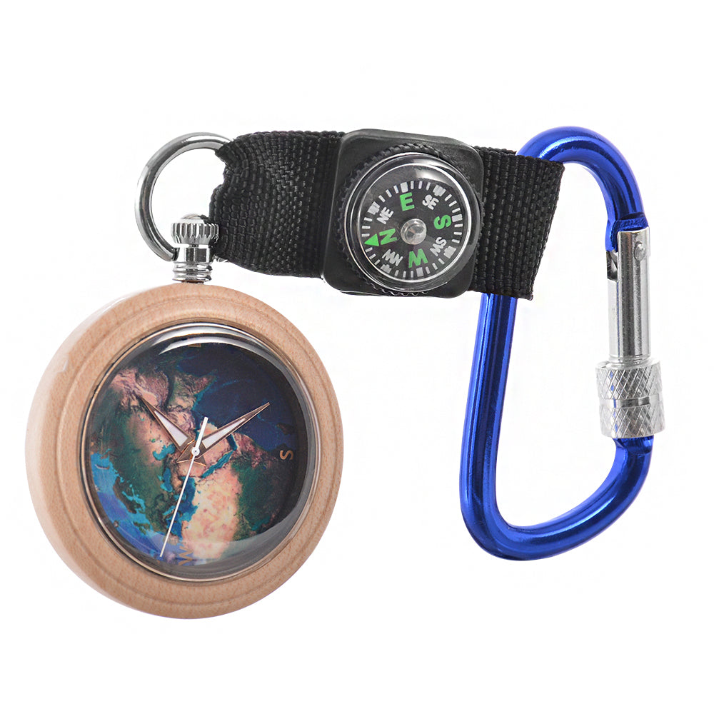 Pocket Watch Wooden with Bronze Pendant Chain Luminous Pointers Wood Pocket Watch-BUNNYKACHU