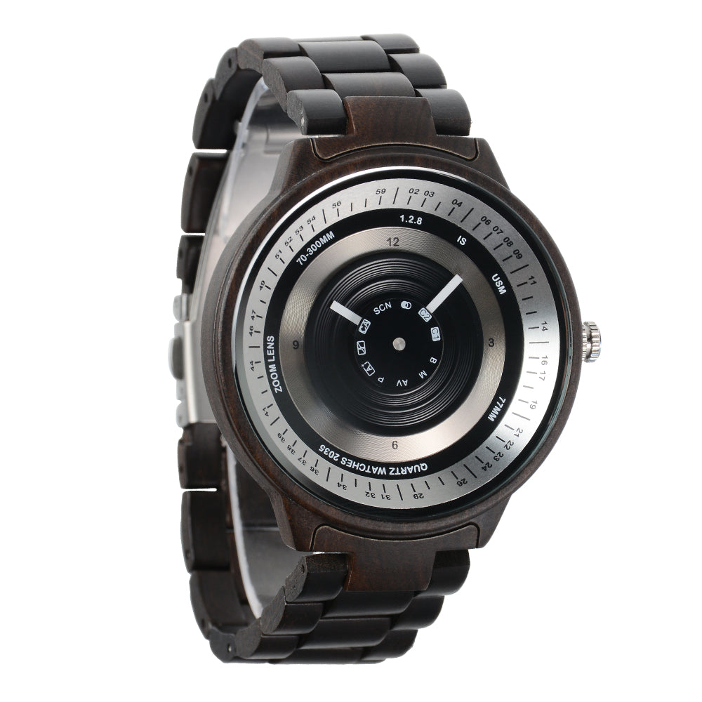 Large dial creative quartz movement wooden watch-BUNNYKACHU