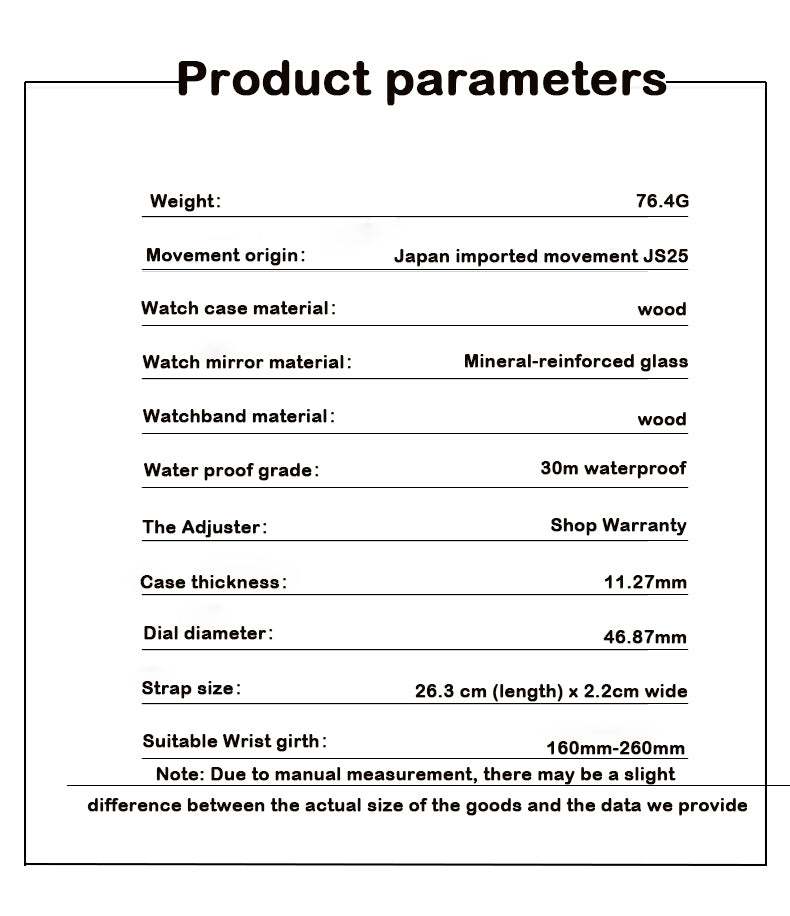 Wooden Watch Fashionable Men's Quartz Watch-BUNNYKACHU