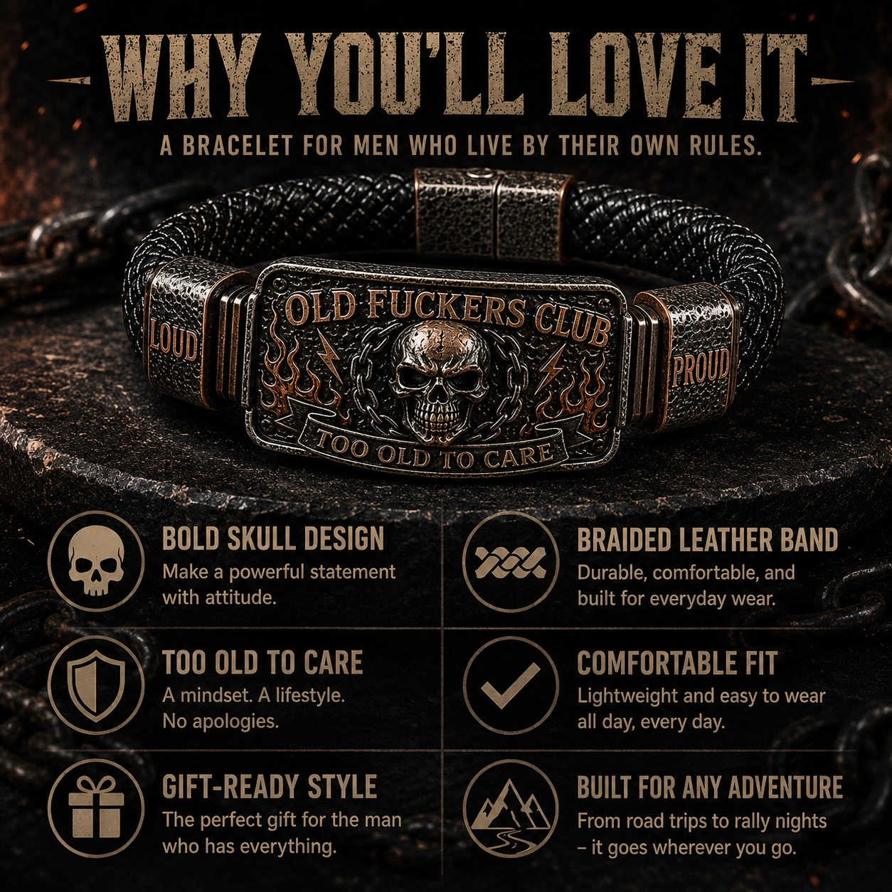 ☠️ Old Fuckers Club & Wild Freedom 🪓 | Limited Edition Vintage Bracelet 2026