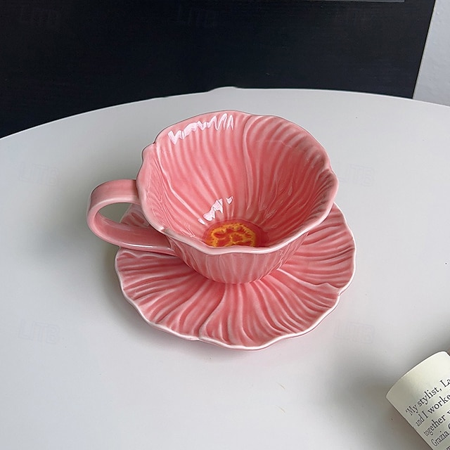 Vintage Floral Coffee Cup Set – Hand-Painted Petal Design, Perfect for Afternoon Tea & Gifts