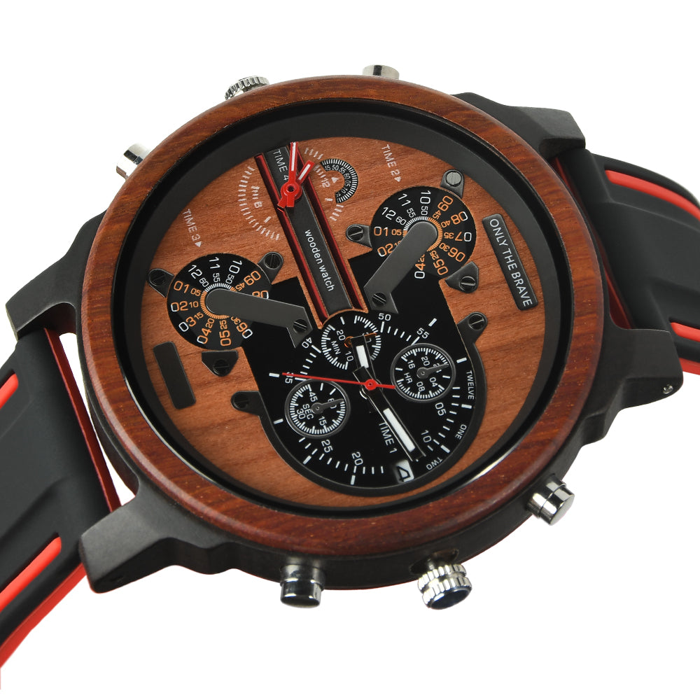 Hot selling men's giant watches trend multi-functional beautiful big dial wooden watch-BUNNYKACHU