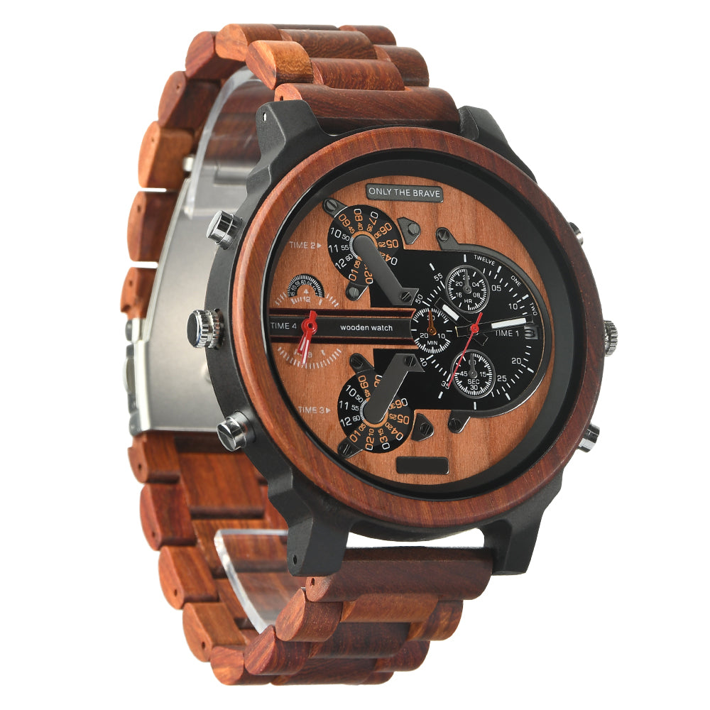 Hot selling men's giant watches trend multi-functional beautiful big dial wooden watch-BUNNYKACHU