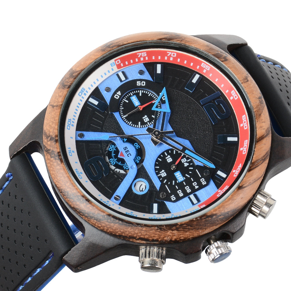 Klassiska herrklockor Pilotfunktion Luminous Quartz Watch Gift Ebony-BUNNYKACHU