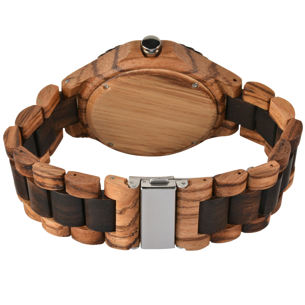 Men's Large Dial Wooden Strap Quartz Watch Non Waterproof Simple Pointer Round Multicolor Watch For Men-BUNNYKACHU