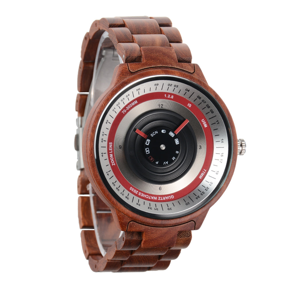 Large dial creative quartz movement wooden watch-BUNNYKACHU