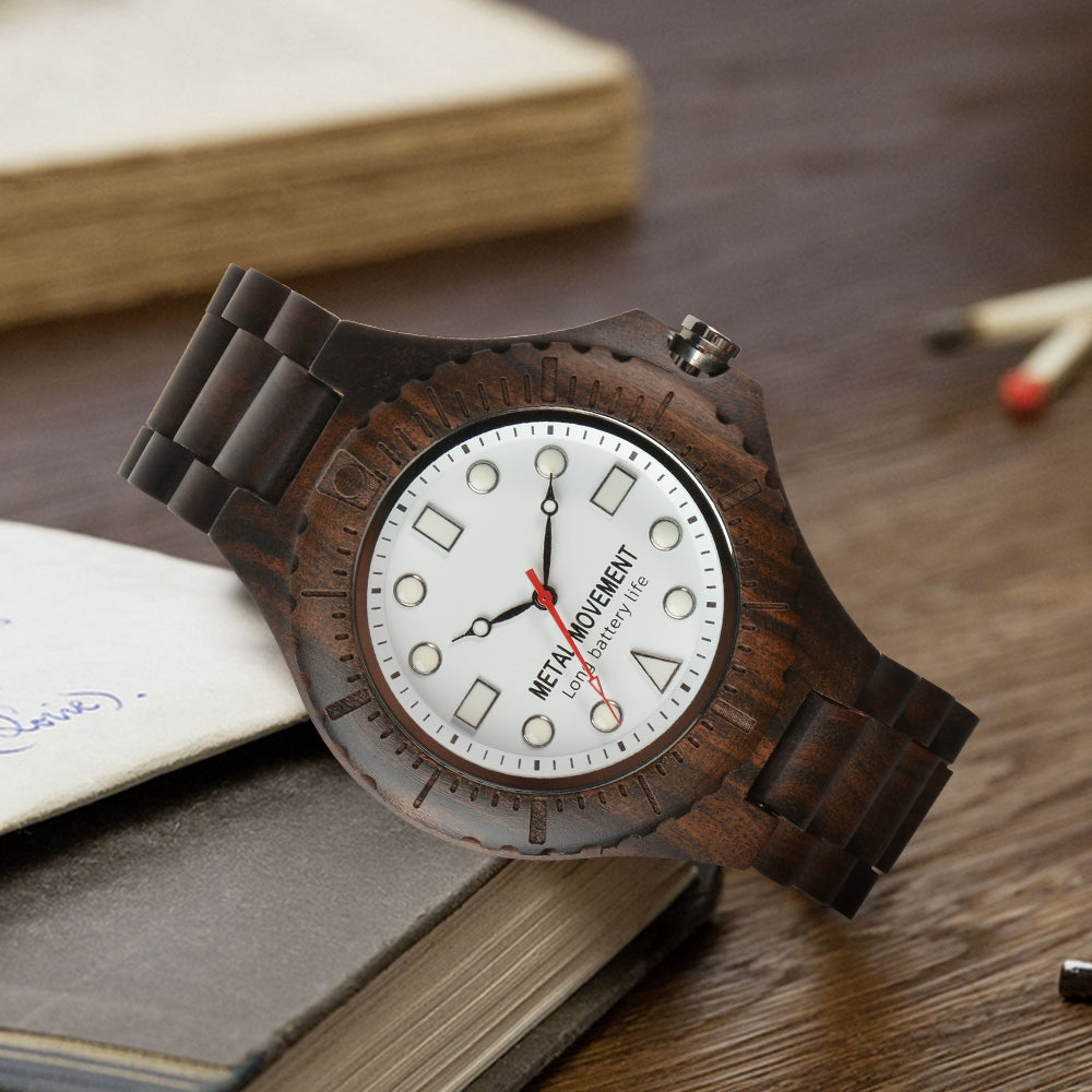 Men's Large Dial Wooden Strap Quartz Watch Non Waterproof Simple Pointer Round Multicolor Watch For Men-BUNNYKACHU