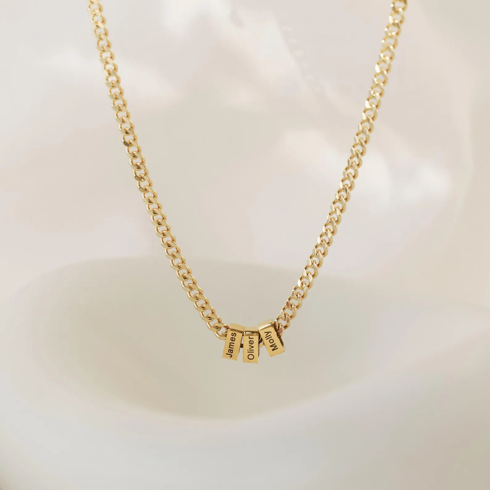 Personalized Engraved Cuban Link Necklace – 18K Gold Plated, Fade-Resistant