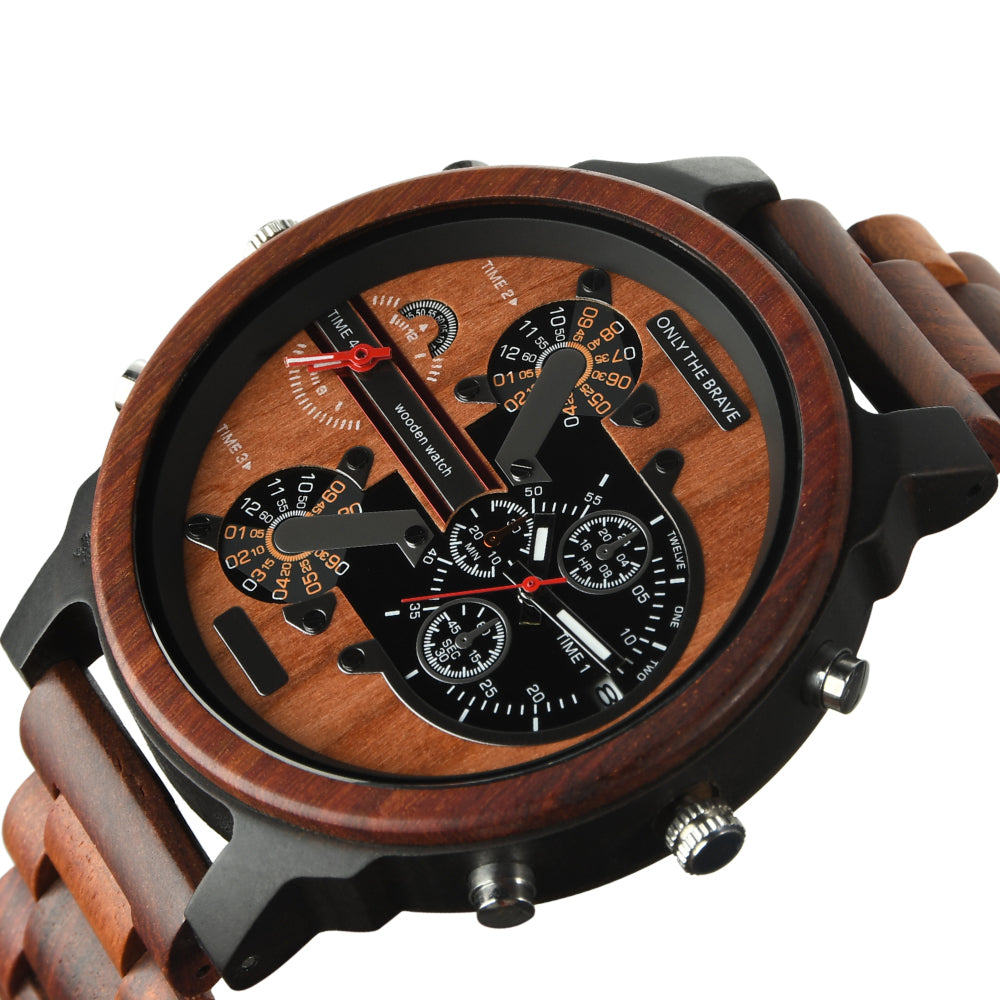 Hot selling men's giant watches trend multi-functional beautiful big dial wooden watch-BUNNYKACHU