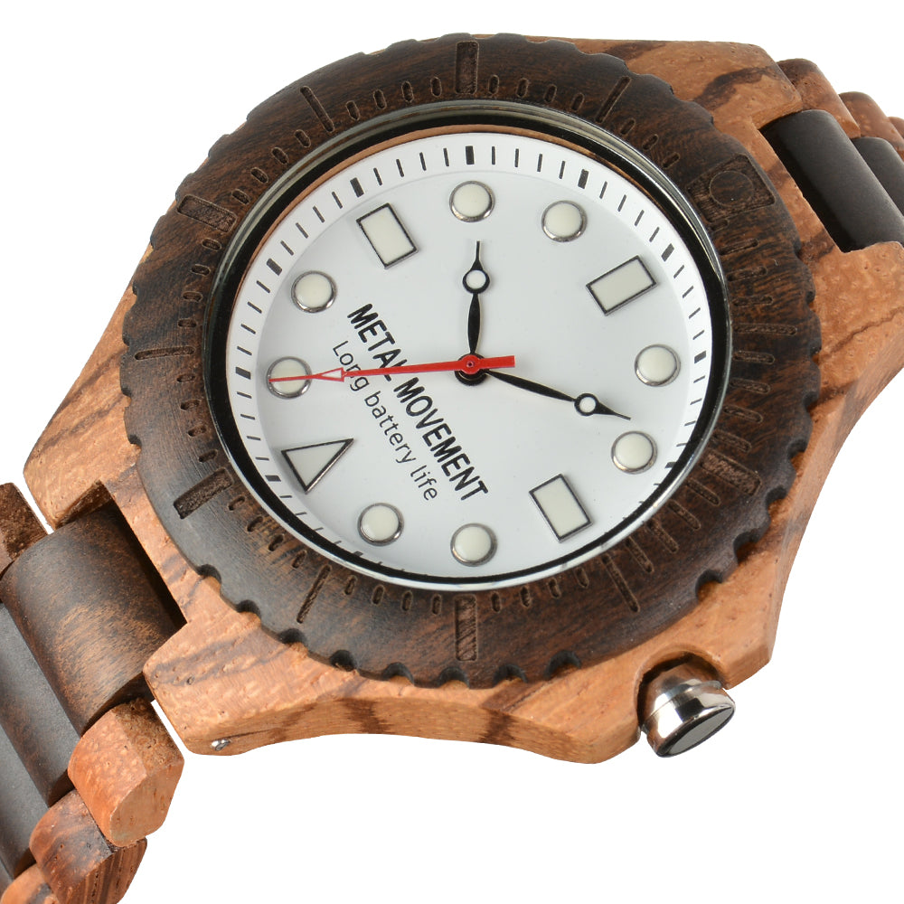 Men's Large Dial Wooden Strap Quartz Watch Non Waterproof Simple Pointer Round Multicolor Watch For Men-BUNNYKACHU