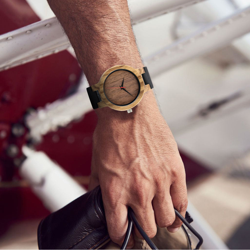 Classic Style Quartz Movement Wooden Watch With Watch Splitter-BUNNYKACHU