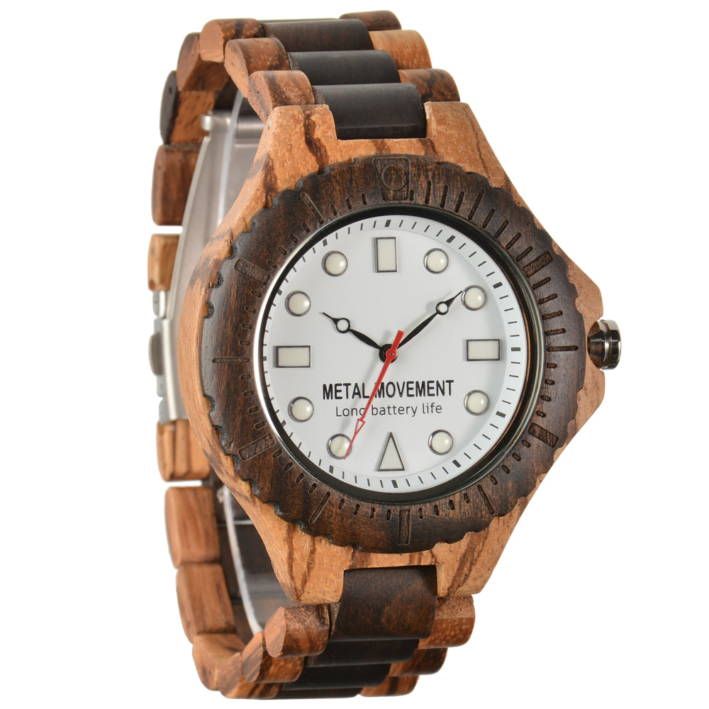 Men's Large Dial Wooden Strap Quartz Watch Non Waterproof Simple Pointer Round Multicolor Watch For Men-BUNNYKACHU