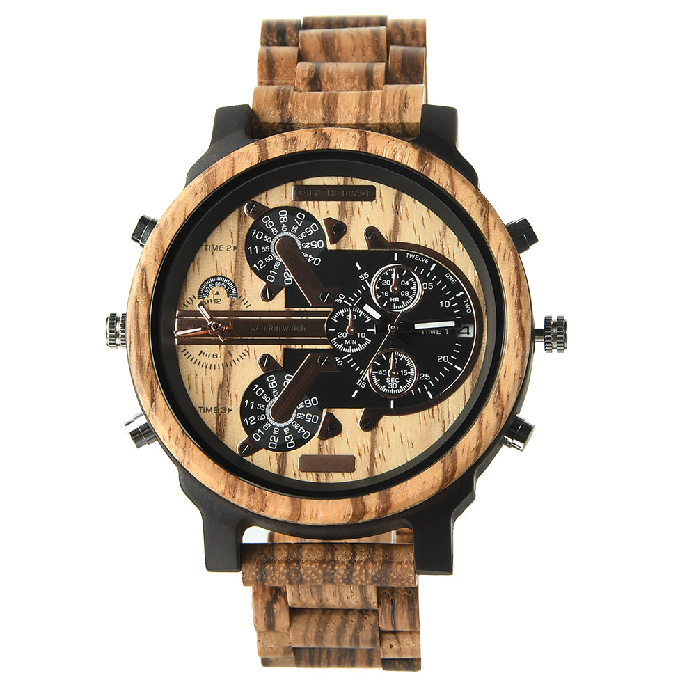 Hot selling men's giant watches trend multi-functional beautiful big dial wooden watch-BUNNYKACHU