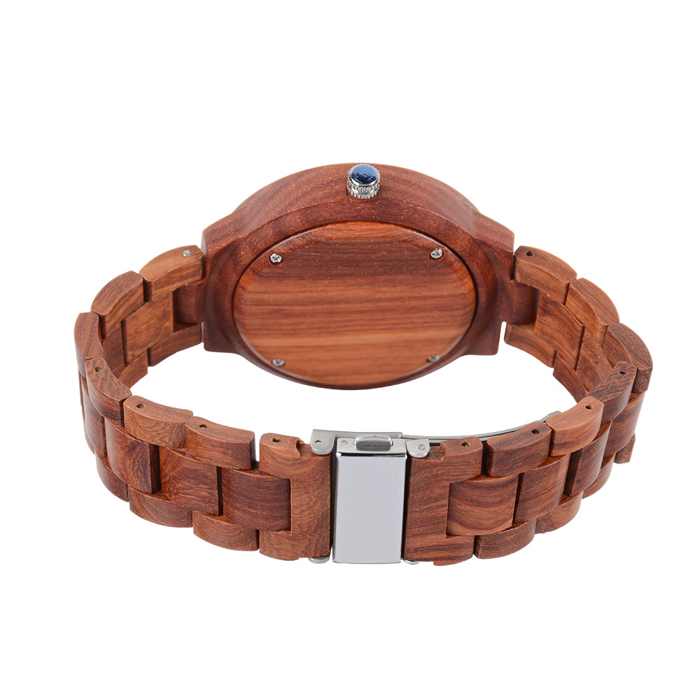 Large dial creative quartz movement wooden watch-BUNNYKACHU