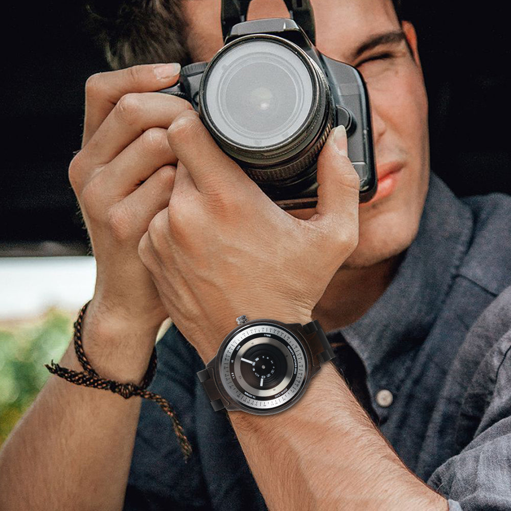 Large dial creative quartz movement wooden watch-BUNNYKACHU