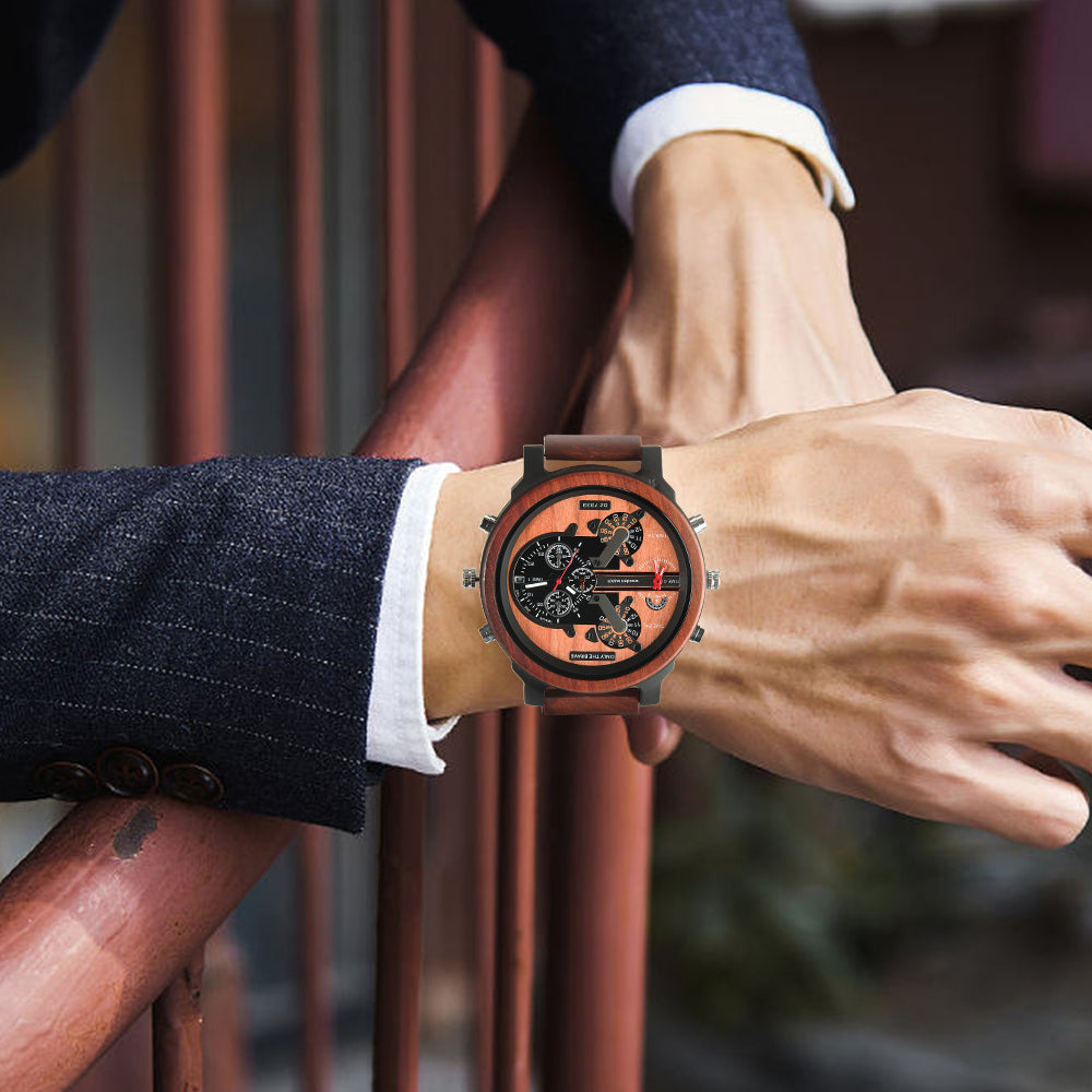 Hot selling men's giant watches trend multi-functional beautiful big dial wooden watch-BUNNYKACHU