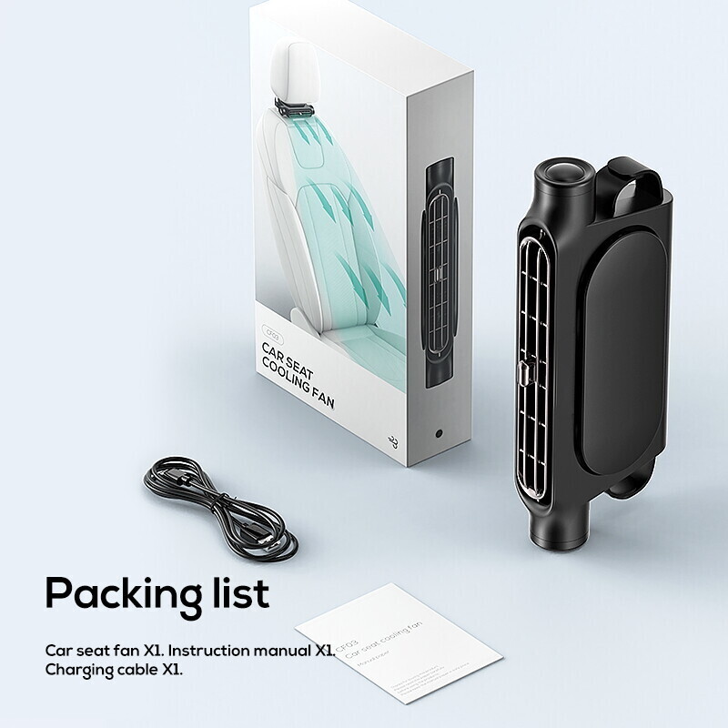 2026Ultra-Thin Car Seat Cooling Fan – 3-Speed USB Quiet Fan for Back Seat Comfort