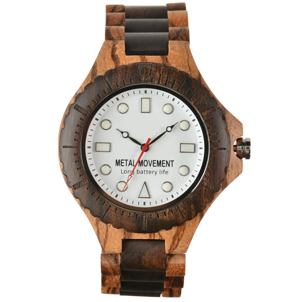 Men's Large Dial Wooden Strap Quartz Watch Non Waterproof Simple Pointer Round Multicolor Watch For Men-BUNNYKACHU