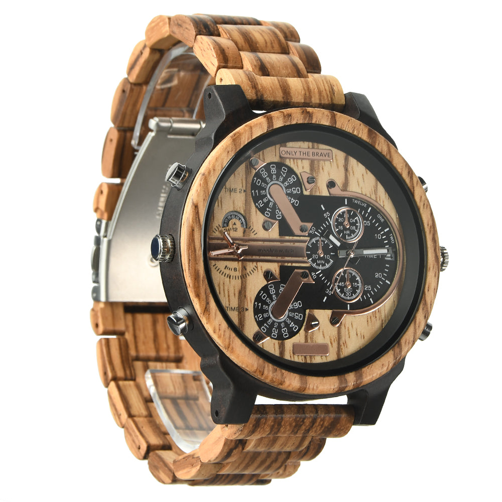 Hot selling men's giant watches trend multi-functional beautiful big dial wooden watch-BUNNYKACHU