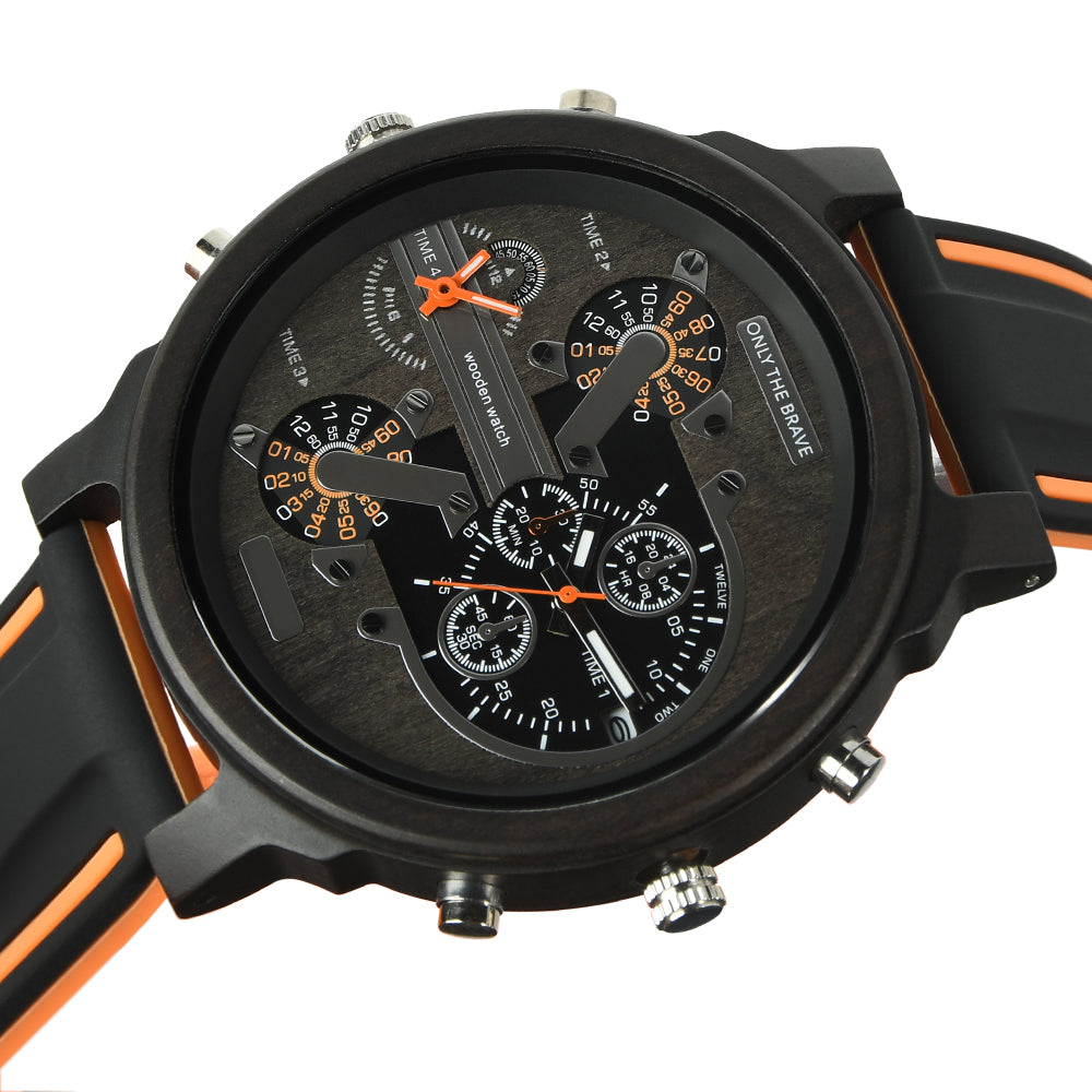 Hot selling men's giant watches trend multi-functional beautiful big dial wooden watch-BUNNYKACHU