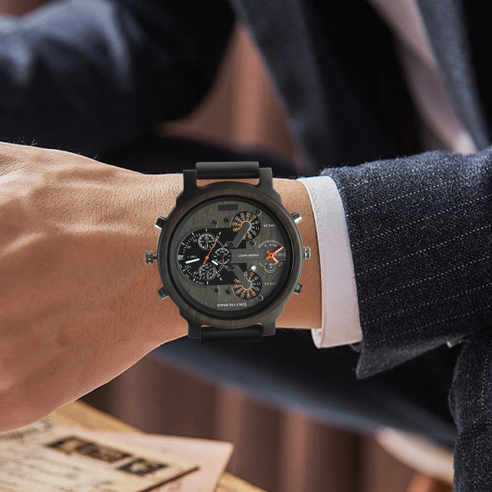 Hot selling men's giant watches trend multi-functional beautiful big dial wooden watch-BUNNYKACHU