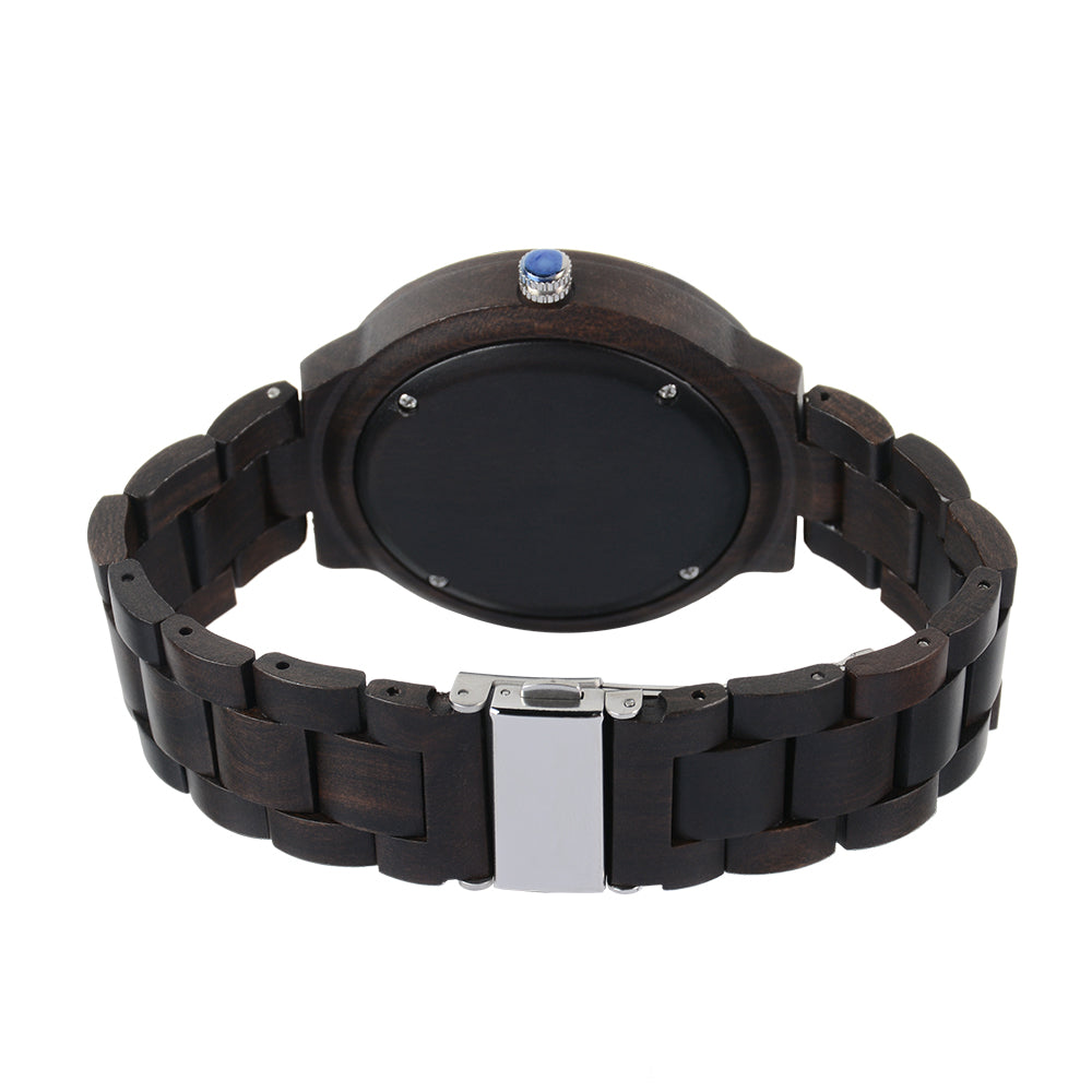 Large dial creative quartz movement wooden watch-BUNNYKACHU