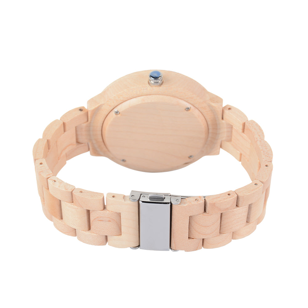 Large dial creative quartz movement wooden watch-BUNNYKACHU