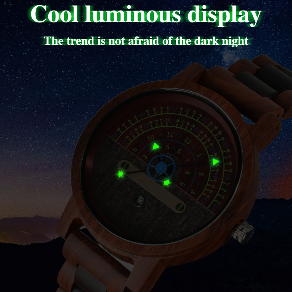 Trendy Creative Wooden Watch Business Multi-function Concept Luminous With Date Quartz Watch-BUNNYKACHU