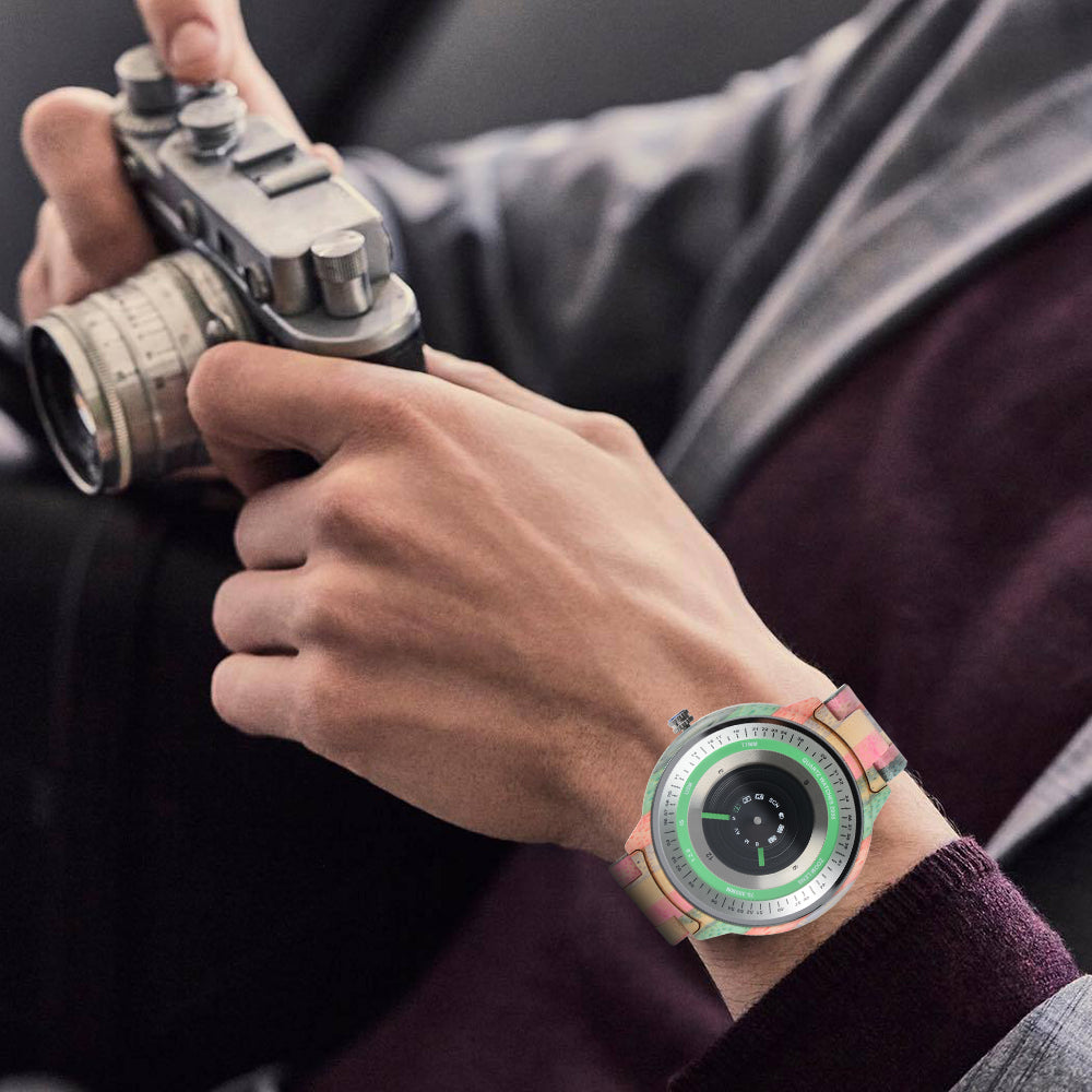 Large dial creative quartz movement wooden watch-BUNNYKACHU