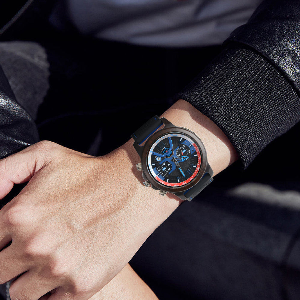 Klassiska herrklockor Pilotfunktion Luminous Quartz Watch Gift Ebony-BUNNYKACHU