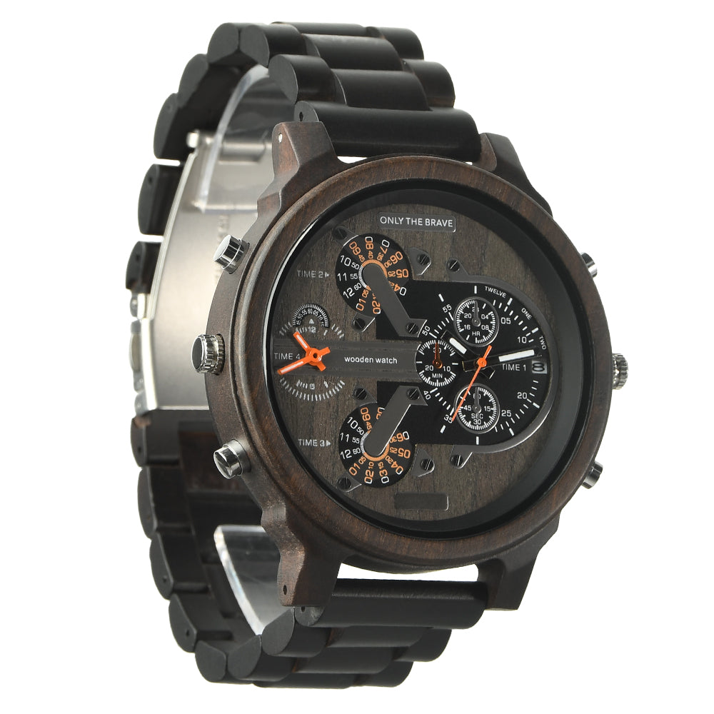 Hot selling men's giant watches trend multi-functional beautiful big dial wooden watch-BUNNYKACHU