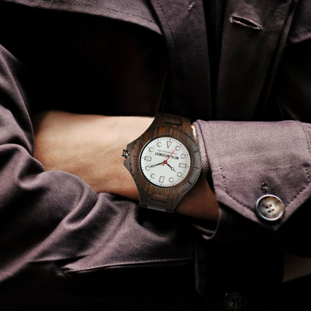 Men's Large Dial Wooden Strap Quartz Watch Non Waterproof Simple Pointer Round Multicolor Watch For Men-BUNNYKACHU