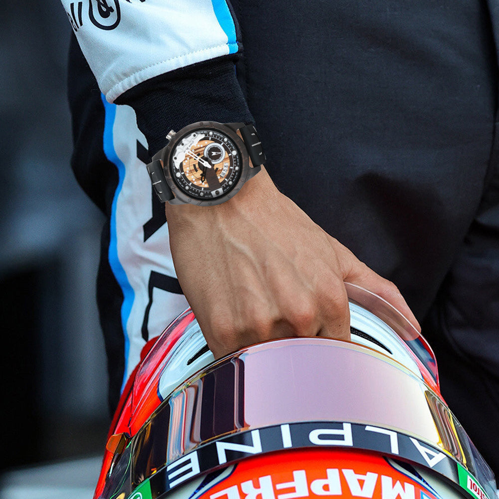 Wristwatches Quartz Men's Watch Blue Clock Brake Disc Wooden Date Fashion Watches For Men-BUNNYKACHU