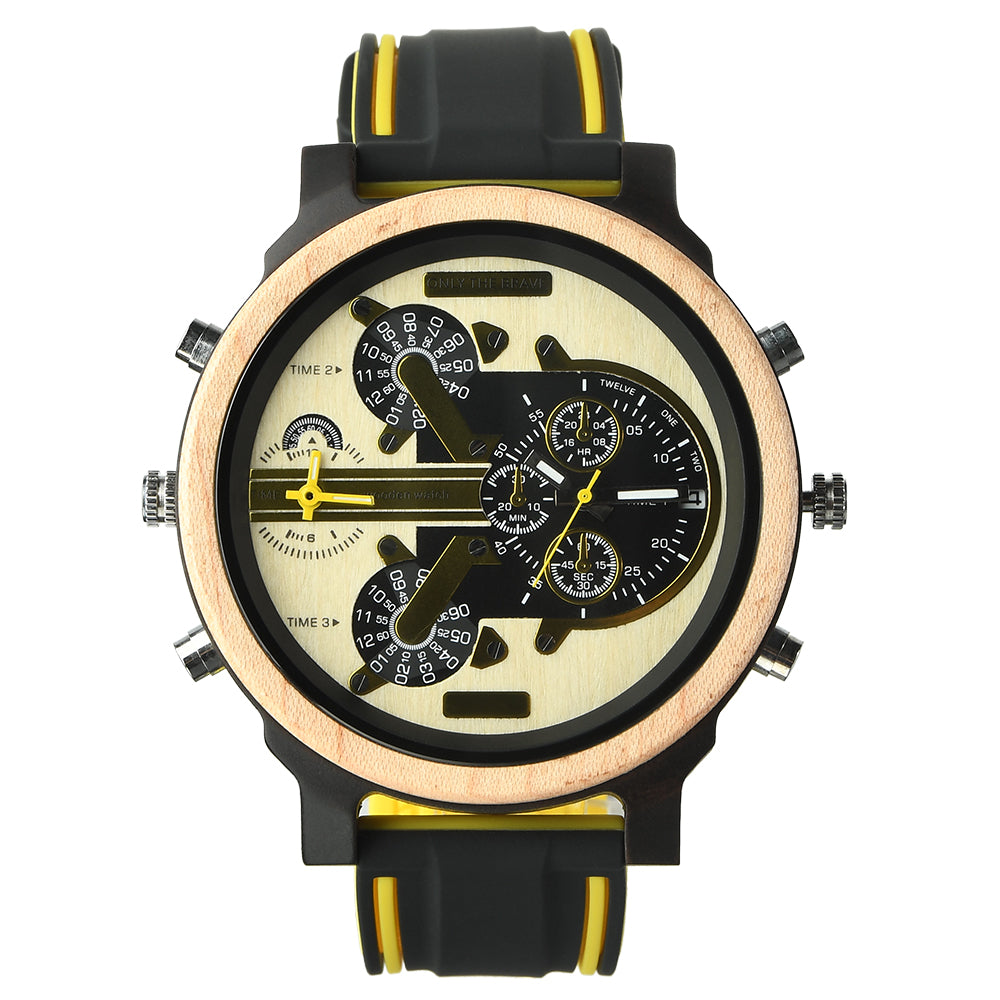 Hot selling men's giant watches trend multi-functional beautiful big dial wooden watch-BUNNYKACHU