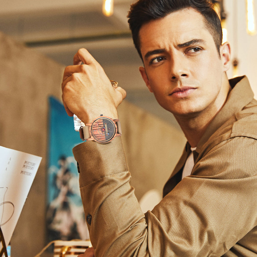 New Design Terminal Hot Sale Quartz Movement Spot Multifunctional Wooden Watch-BUNNYKACHU