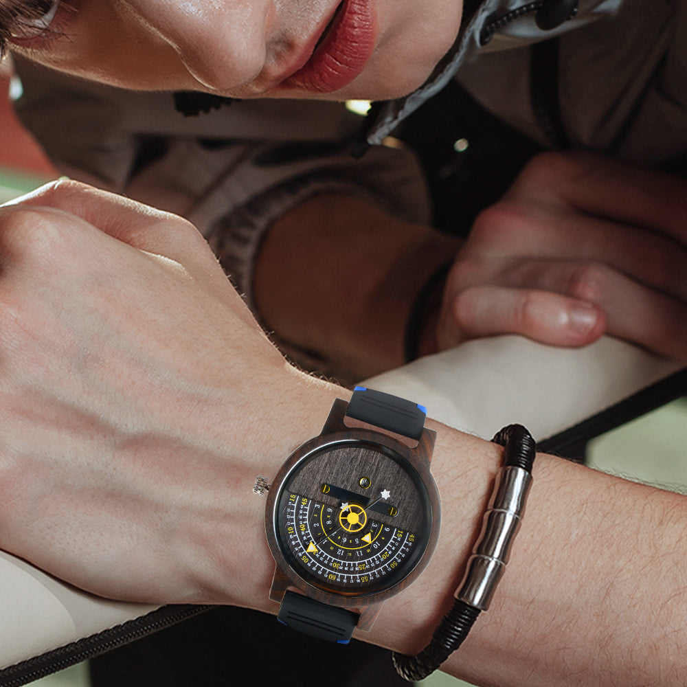 Fashion large dial quartz wood watch-BUNNYKACHU