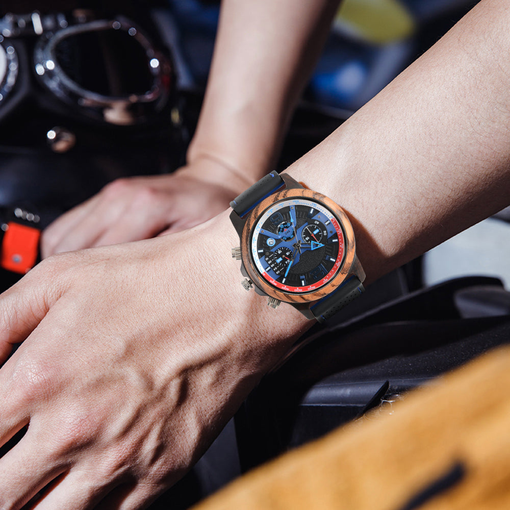 Klassiska herrklockor Pilotfunktion Luminous Quartz Watch Gift Ebony-BUNNYKACHU