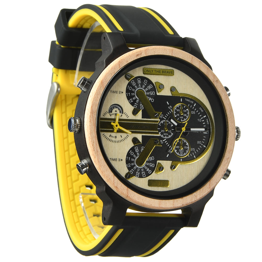 Hot selling men's giant watches trend multi-functional beautiful big dial wooden watch-BUNNYKACHU