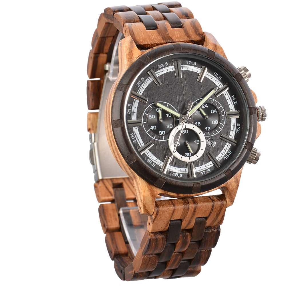 Wooden Multifunction Quartz Watch-BUNNYKACHU