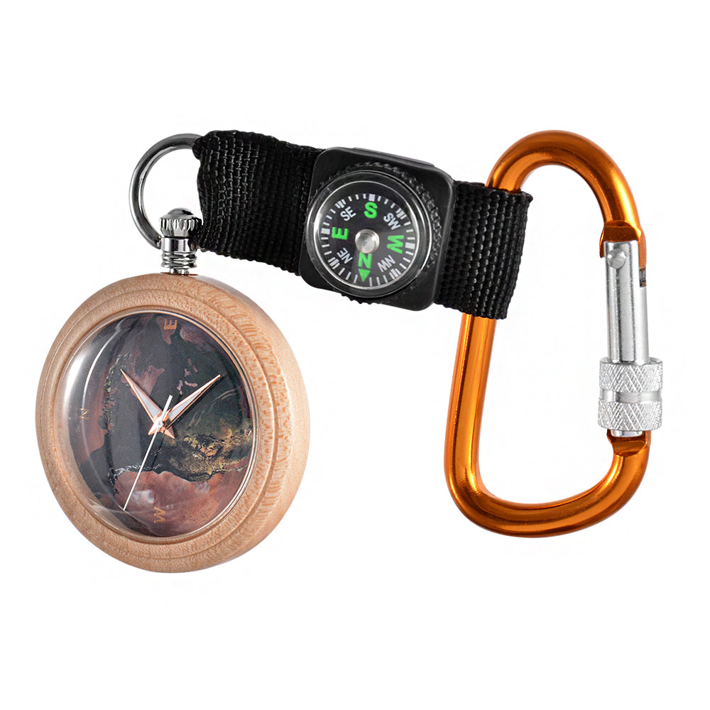 Pocket Watch Wooden with Bronze Pendant Chain Luminous Pointers Wood Pocket Watch-BUNNYKACHU